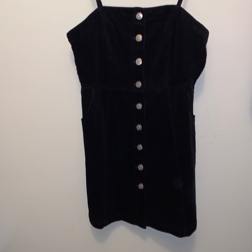 Black Button Down Corduroy Dress. Size M